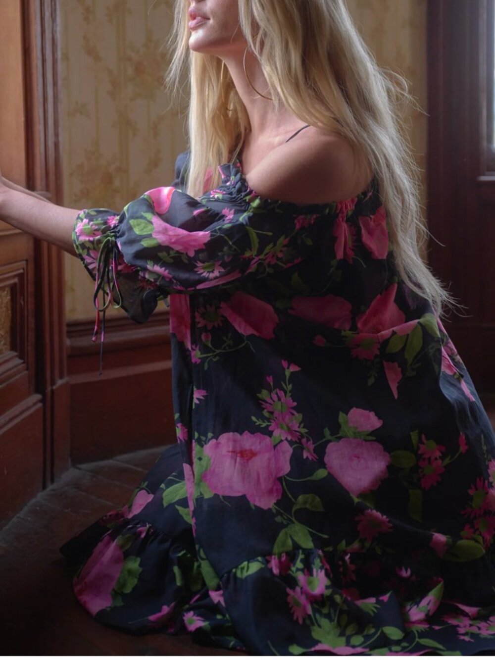 NWT Selkie The Shirley Antique Chemise Mini Dress Tunic Small Floral